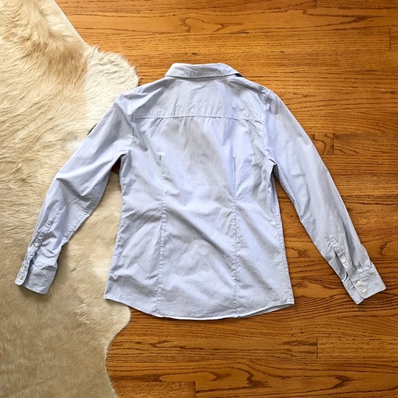 Blue & White Pin Stripe Long Sleeve Button Down - Picture 4 of 7